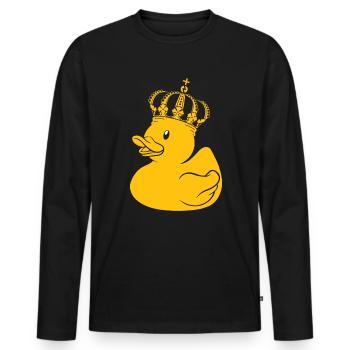 Gummiente Geschenk Queen King Krone - Männer Premium Bio Langarmshirt - Schwarz - Vorne - Nico (187cm)