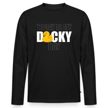 Today Is My Duck Day Gift Rubber Duck - Men's Premium Organic Long Sleeve Shirt - black - Front - Nico (187cm)