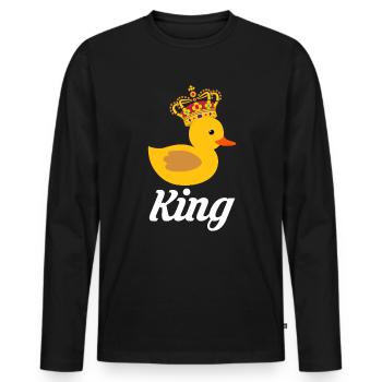 Gummiente Geschenk King - Männer Premium Bio Langarmshirt - Schwarz - Vorne - Nico (187cm)
