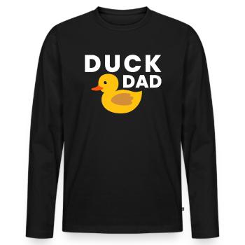 Duck Dad Gift Rubber Duck Father Papa - Men's Premium Organic Long Sleeve Shirt - black - Front - Nico (187cm)