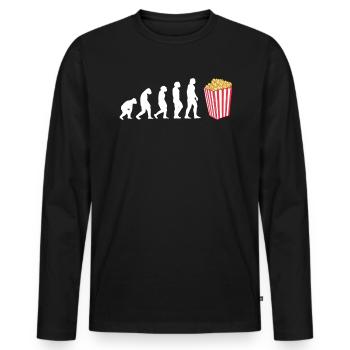Evolution Popcorn Lover Cinema Gift - Men's Premium Organic Long Sleeve Shirt - black - Front - Nico (187cm)