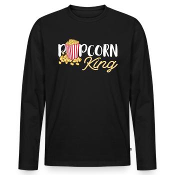 Popcorn King Cadeau - T-shirt manches longues Premium bio Homme - noir - Devant - Nico (187cm)