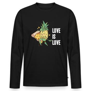 Pizza Hawaiian Pineapple Pizza - Men's Premium Organic Long Sleeve Shirt - black - Front - Nico (187cm)