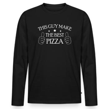 This Guy Makes The Best Pizza - Männer Premium Bio Langarmshirt - Schwarz - Vorne - Nico (187cm)