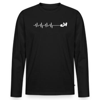 Heartbeat Heartline Fréquence cardiaque Tap Dance - T-shirt manches longues Premium bio Homme - noir - Devant - Nico (187cm)