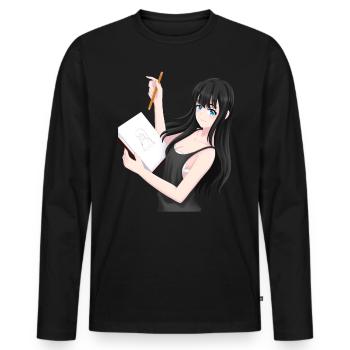 Dessin d’anime Mangaka Anime et croquis - T-shirt manches longues Premium bio Homme - noir - Devant - Nico (187cm)