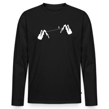 Slackline Gift Mountains - Men's Premium Organic Long Sleeve Shirt - black - Front - Nico (187cm)