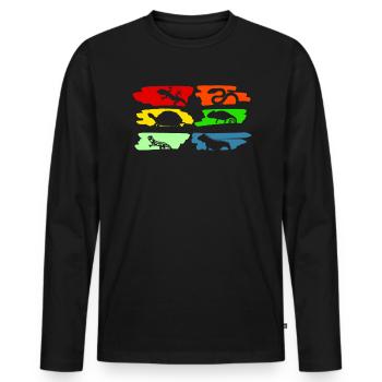 Vintage Retro Reptiles Crocodile - T-shirt manches longues Premium bio Homme - noir - Devant - Nico (187cm)