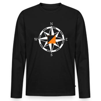 Cadeau Boussole d’orientation - T-shirt manches longues Premium bio Homme - noir - Devant - Nico (187cm)