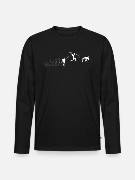 Evolution Stabhochsprung T-Shirt Geschenk - Männer Premium Bio Langarmshirt - Schwarz