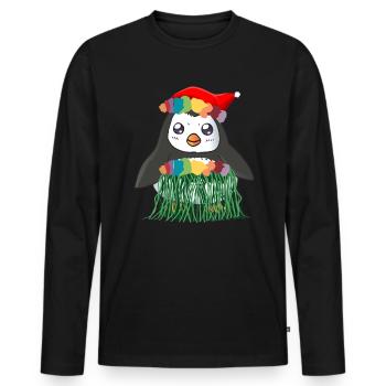 Pinguin Weinachten Im Juli Geschenk Shirt - Männer Premium Bio Langarmshirt - Schwarz - Vorne - Nico (187cm)