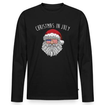 Christmas In July Weihnachtsmann Amerika Flagge - Männer Premium Bio Langarmshirt - Schwarz - Vorne - Nico (187cm)