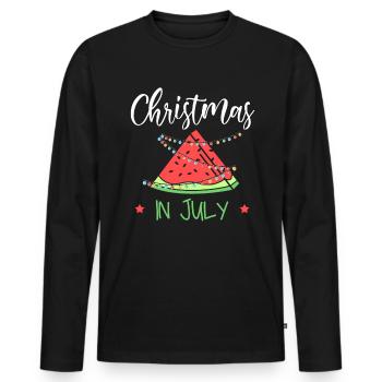 Christmas In July Watermelon Christmas Tree - Men's Premium Organic Long Sleeve Shirt - black - Front - Nico (187cm)