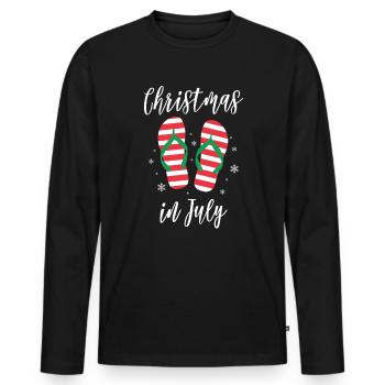 Christmas In July Flip Flops Geschenk - Männer Premium Bio Langarmshirt - Schwarz - Vorne - Nico (187cm)