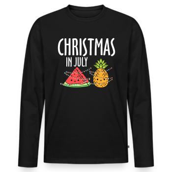 Christmas In July Pineapple Watermelon - Men's Premium Organic Long Sleeve Shirt - black - Front - Nico (187cm)