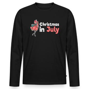 Christmas In July Flamingo Shirt Gift - Men's Premium Organic Long Sleeve Shirt - black - Front - Nico (187cm)