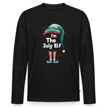 I Am The July Elf Gift Shirt - Men's Premium Organic Long Sleeve Shirt - black - Front - Nico (187cm)