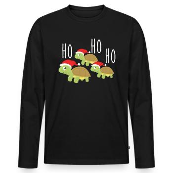 Ho Ho Ho Turtles Gift Christmas - Men's Premium Organic Long Sleeve Shirt - black - Front - Nico (187cm)