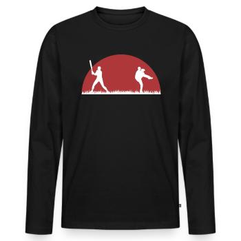 Cadeau de chemise de joueur de baseball - T-shirt manches longues Premium bio Homme - noir - Devant - Nico (187cm)