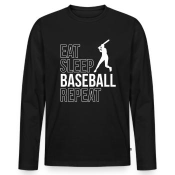 Eat Sleep Baseball Repeat Shirt Gift - Men's Premium Organic Long Sleeve Shirt - black - Front - Nico (187cm)
