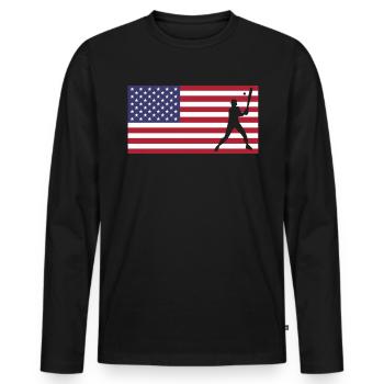USA Flag America Flag Maillot de baseball - T-shirt manches longues Premium bio Homme - noir - Devant - Nico (187cm)