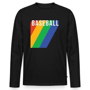 Cadeau de chemise de baseball arc-en-ciel - T-shirt manches longues Premium bio Homme - noir - Devant - Nico (187cm)