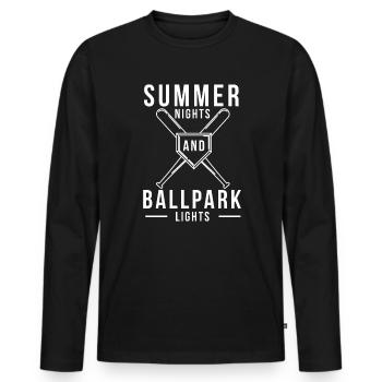 Nuits d’été et ballpark lights Baseball - T-shirt manches longues Premium bio Homme - noir - Devant - Nico (187cm)