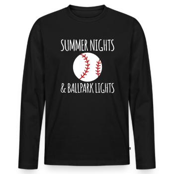 Nuits d’été et ballpark lights Baseball - T-shirt manches longues Premium bio Homme - noir - Devant - Nico (187cm)