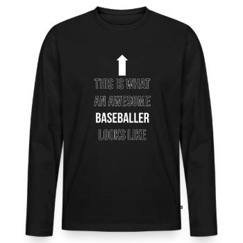 Voici à quoi ressemble un baseballeur génial - T-shirt manches longues Premium bio Homme - noir - Devant - Nico (187cm)