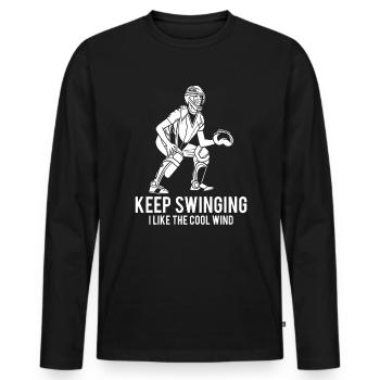 Continuez à vous balancer J’aime la chemise Cool Wind - T-shirt manches longues Premium bio Homme - noir - Devant - Nico (187cm)