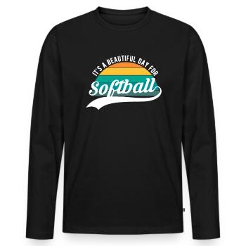 C’est une belle journée pour un cadeau de chemise de softball - T-shirt manches longues Premium bio Homme - noir - Devant - Nico (187cm)