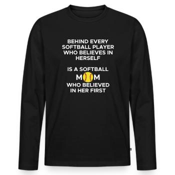 Behind Every Softball Player... Mom Mutter - Männer Premium Bio Langarmshirt - Schwarz - Vorne - Nico (187cm)
