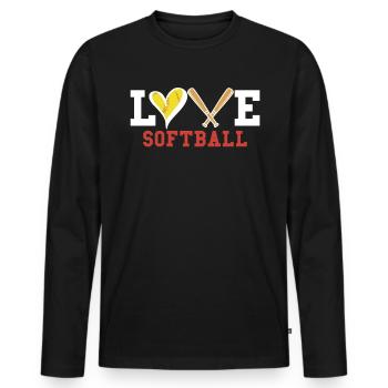 Cadeau de chemise de softball d’amour - T-shirt manches longues Premium bio Homme - noir - Devant - Nico (187cm)
