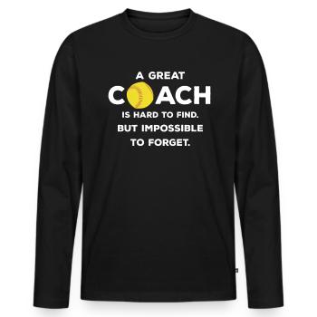 A Great Coach Softball Shirt Geschenk - Männer Premium Bio Langarmshirt - Schwarz - Vorne - Nico (187cm)
