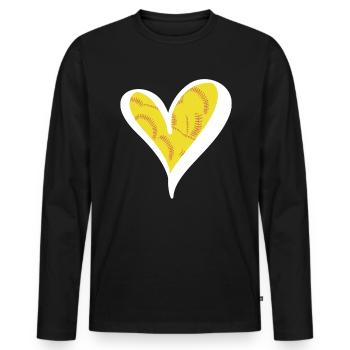Herz Softball Shirt Geschenk - Männer Premium Bio Langarmshirt - Schwarz - Vorne - Nico (187cm)