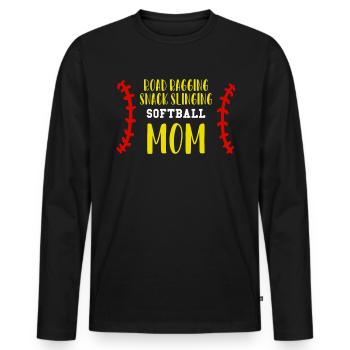 Softball Maman Shirt Cadeau - T-shirt manches longues Premium bio Homme - noir - Devant - Nico (187cm)