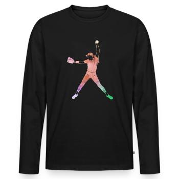 Softball Spielerin Shirt Geschenk - Männer Premium Bio Langarmshirt - Schwarz - Vorne - Nico (187cm)