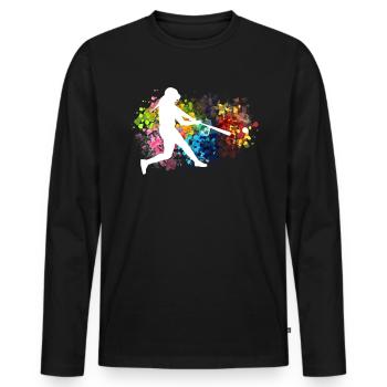 Softball Spieler Shirt Geschenk - Männer Premium Bio Langarmshirt - Schwarz - Vorne - Nico (187cm)
