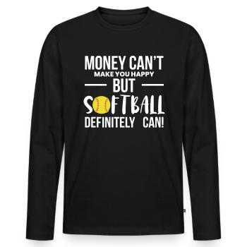 L’argent ne peut pas vous rendre heureux, mais le softball - T-shirt manches longues Premium bio Homme - noir - Devant - Nico (187cm)