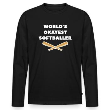 Cadeau de chemise de softball le plus correct du monde - T-shirt manches longues Premium bio Homme - noir - Devant - Nico (187cm)