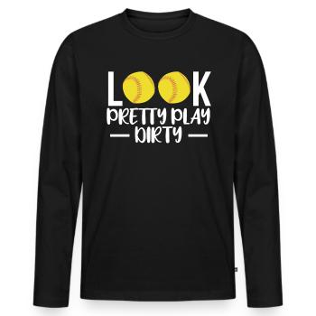 Look Pretty Play Dirty Softball Shirt Cadeau - T-shirt manches longues Premium bio Homme - noir - Devant - Nico (187cm)