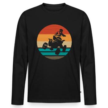 Vintage Retro Quad Driver Shirt Gift - Men's Premium Organic Long Sleeve Shirt - black - Front - Nico (187cm)
