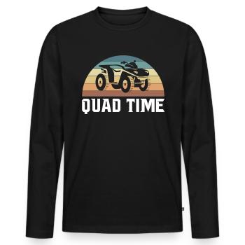 Vintage Retro Quad Time Shirt Gift - Men's Premium Organic Long Sleeve Shirt - black - Front - Nico (187cm)