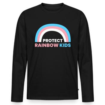 Protect Rainbow Kids Shirt Geschenk - Männer Premium Bio Langarmshirt - Schwarz - Vorne - Nico (187cm)