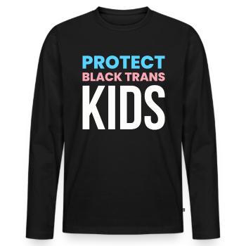 Protéger le cadeau de chemise pour enfants trans noirs - T-shirt manches longues Premium bio Homme - noir - Devant - Nico (187cm)