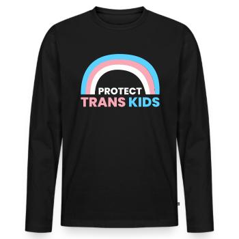 Protect Trans Kids Shirt Geschenk LGBT - Männer Premium Bio Langarmshirt - Schwarz - Vorne - Nico (187cm)