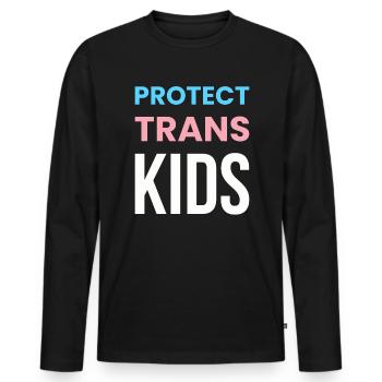 Protect Trans Kids Shirt Gift LGBT - Men's Premium Organic Long Sleeve Shirt - black - Front - Nico (187cm)