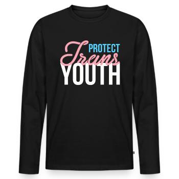Protect Trans Youth Transsexuell Shirt - Männer Premium Bio Langarmshirt - Schwarz - Vorne - Nico (187cm)