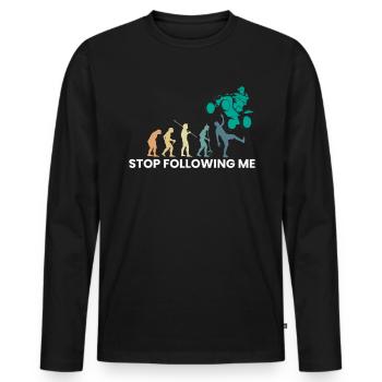 Vintage Retro Stop Following Me Quad Shirt - T-shirt manches longues Premium bio Homme - noir - Devant - Nico (187cm)