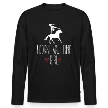 Horse Vaulting Girl Shirt Voltagieren Geschenk - Männer Premium Bio Langarmshirt - Schwarz - Vorne - Nico (187cm)